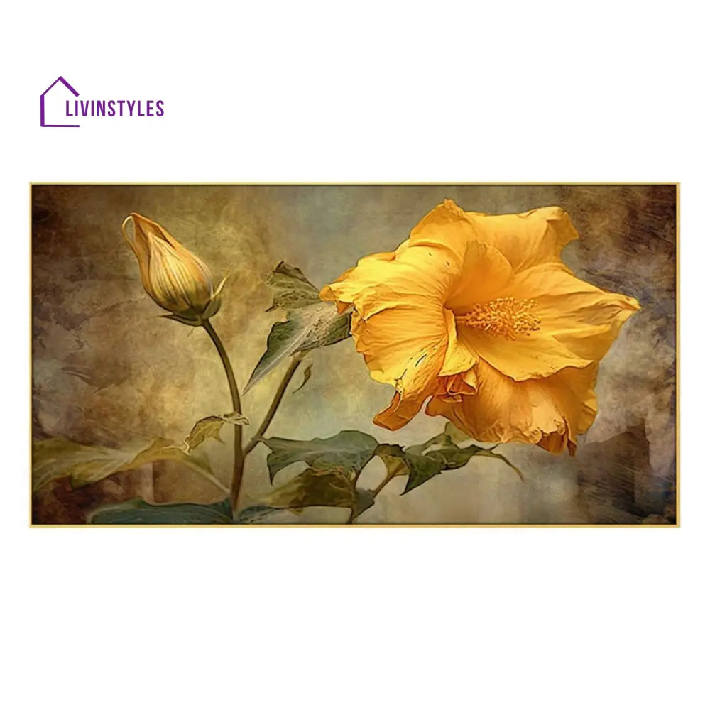 Vibrant Yellow Hibiscus Wall Painting