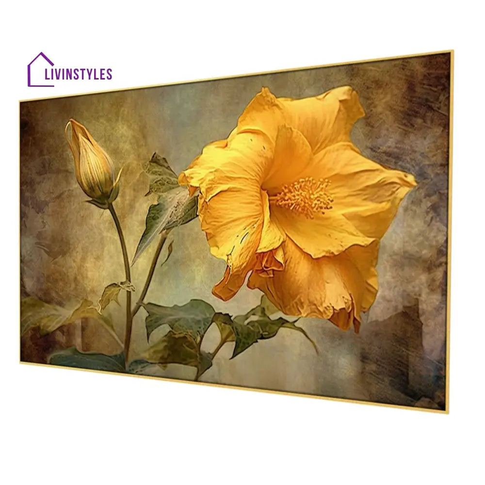 Vibrant Yellow Hibiscus Wall Painting