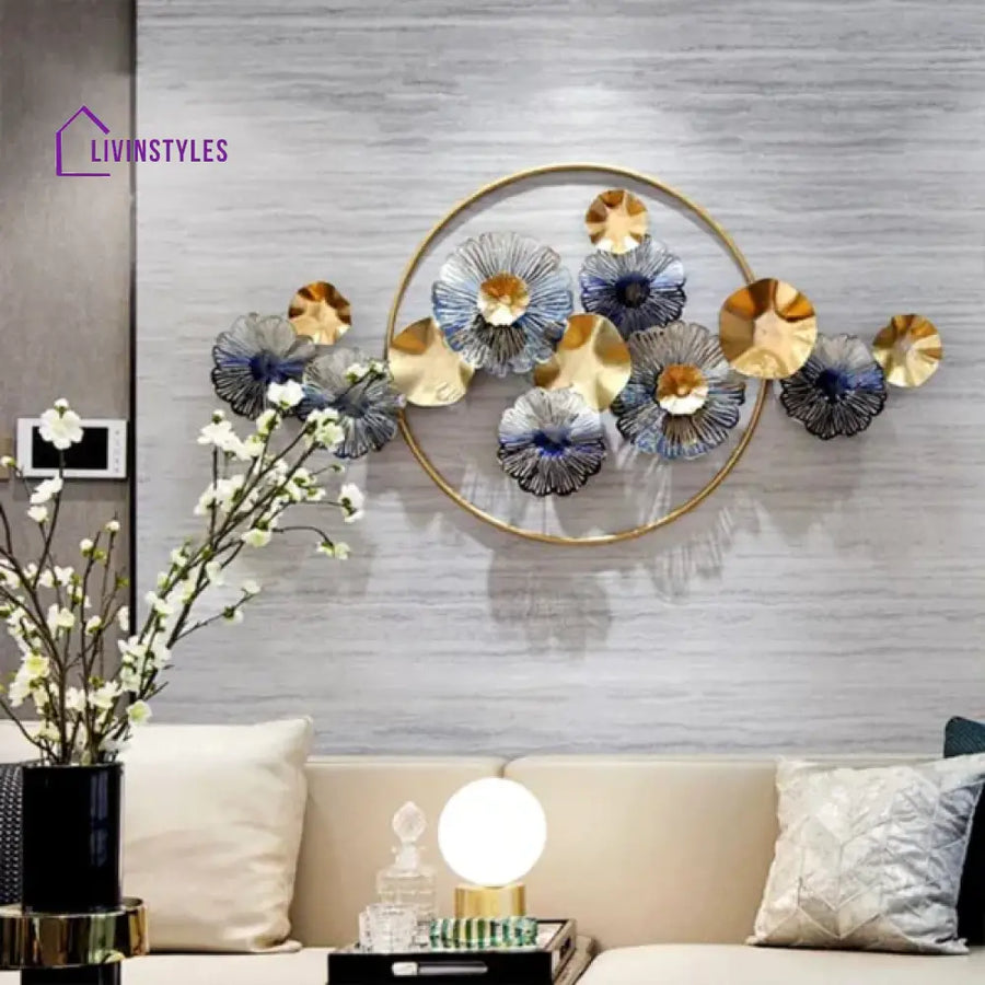 Vidhima Gold & Pearl Metal Wall Art