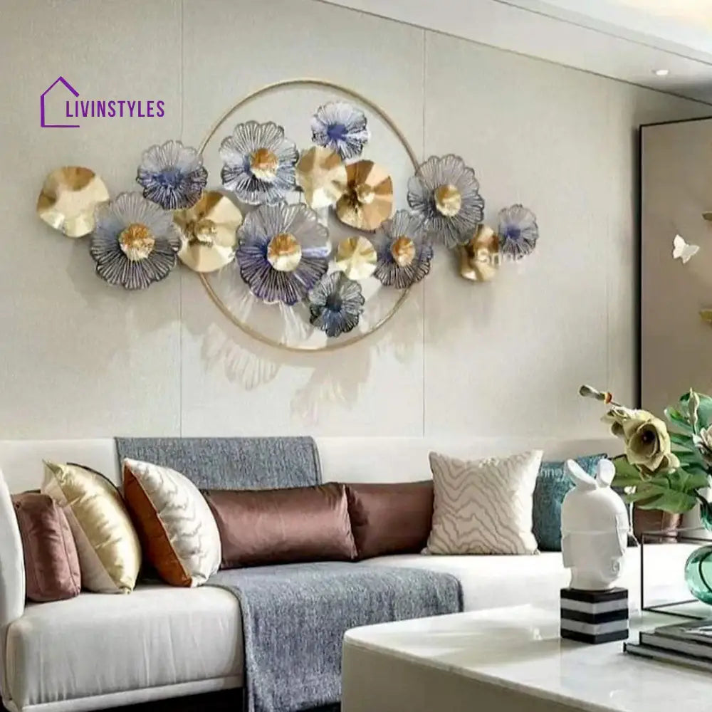 Vidhima Gold & Pearl Metal Wall Art