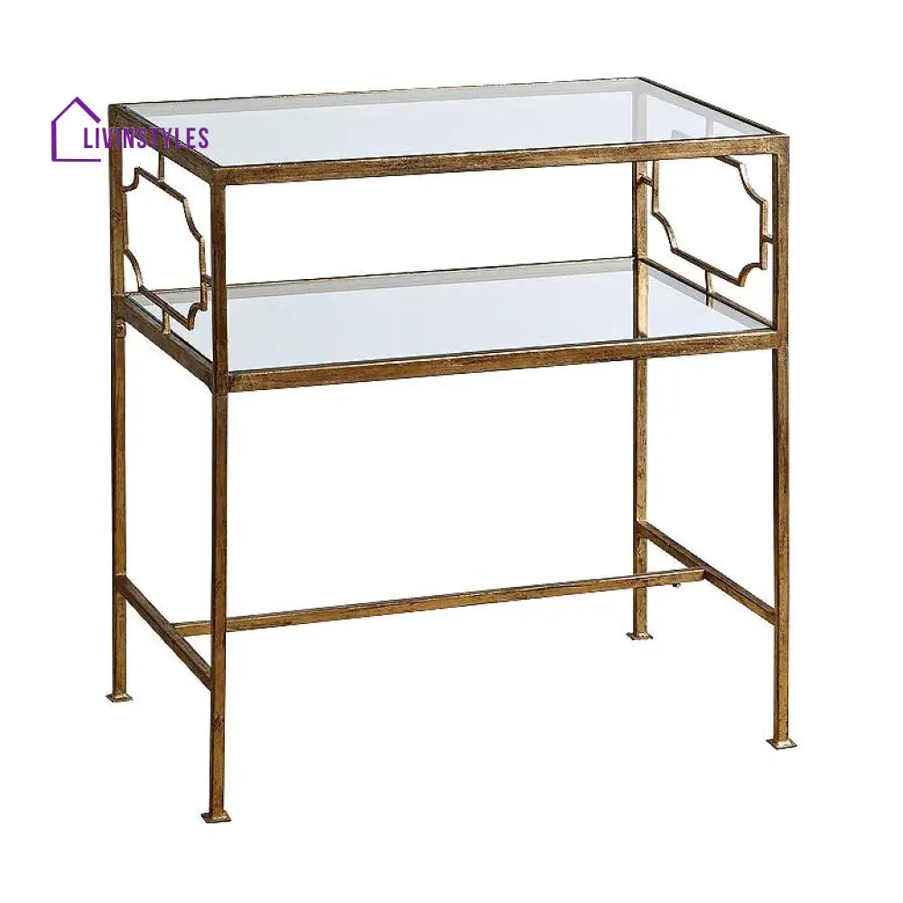 Vikas Metal Side Table For Living Room | Glass Top