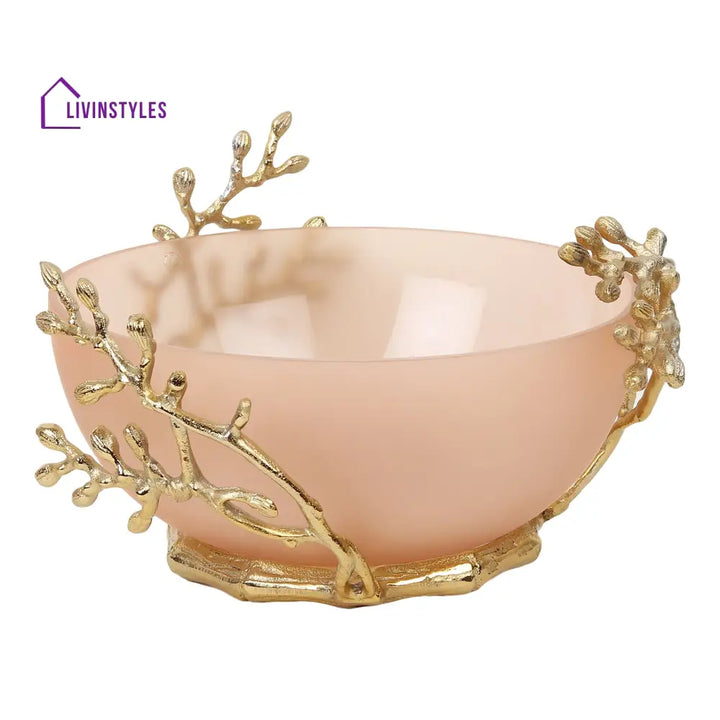 Vincent Glass Bowl In Peach & Gold