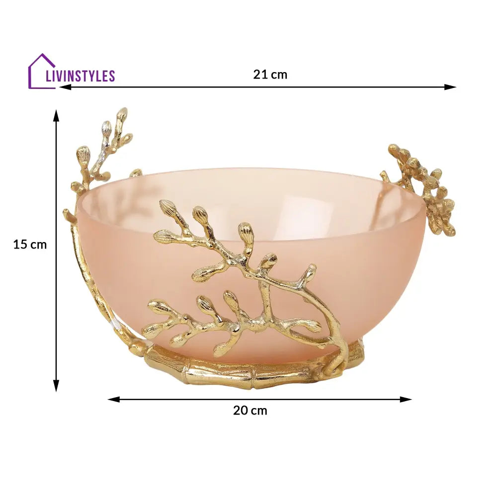 Vincent Glass Bowl In Peach & Gold