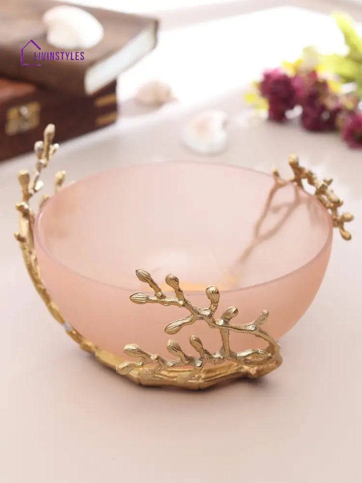 Vincent Glass Bowl In Peach & Gold