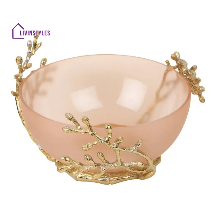 Vincent Glass Bowl In Peach & Gold