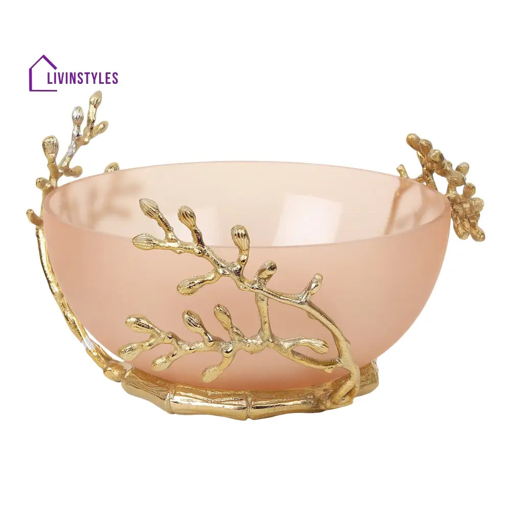 Vincent Glass Bowl In Peach & Gold