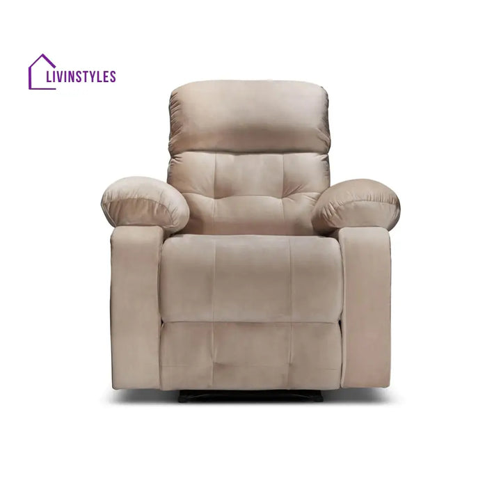 Vinita Fabric 1 Seater Manual Recliner Chair (Beige)