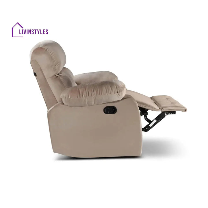 Vinita Fabric 1 Seater Manual Recliner Chair (Beige)