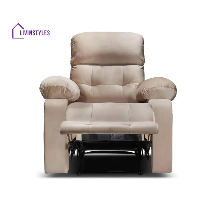 Vinita Fabric 1 Seater Manual Recliner Chair (Beige)