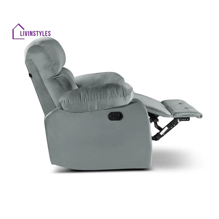 Vinita Fabric 1 Seater Manual Recliner Chair (Grey)