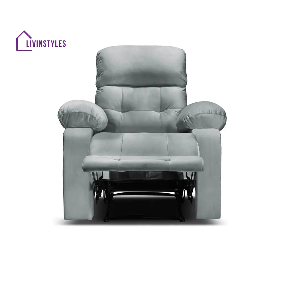 Vinita Fabric 1 Seater Manual Recliner Chair (Grey)