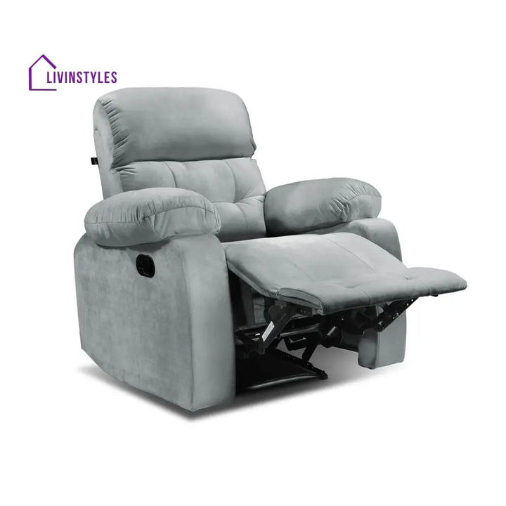 Vinita Fabric 1 Seater Manual Recliner Chair (Grey)