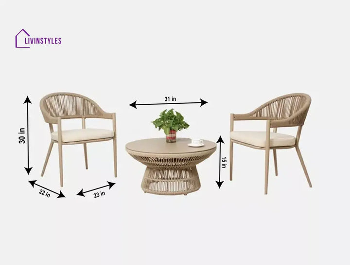 Vinod Outdoor Patio Seating Set 2 Chairs And 1 Table (Beige) Coffee Sets