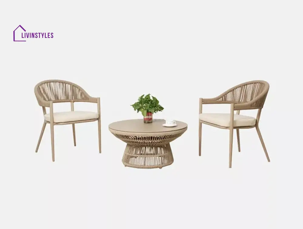 Vinod Outdoor Patio Seating Set 2 Chairs And 1 Table (Beige) Coffee Sets