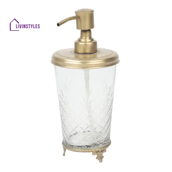 Vintage Brass & Glass Soap Dispenser Gold