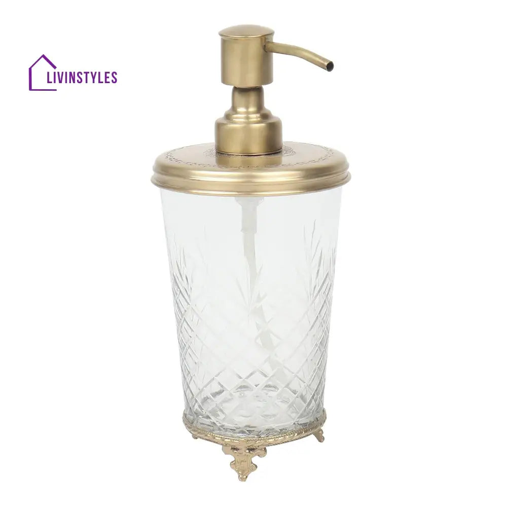 Vintage Brass & Glass Soap Dispenser Gold