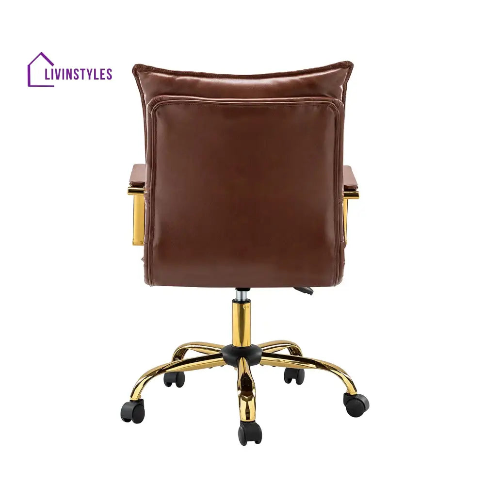 Vintage Home Office Chair Faux Leather Brown Furniture