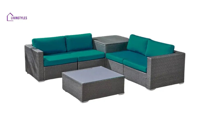 Viraj Outdoor Wicker 4 Piece Patio Sofa Set With Glass Top Coffee Table And Side (Dark Brown &