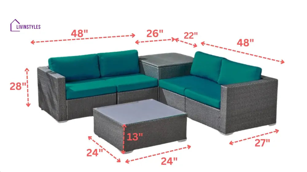 Viraj Outdoor Wicker 4 Piece Patio Sofa Set With Glass Top Coffee Table And Side (Dark Brown &