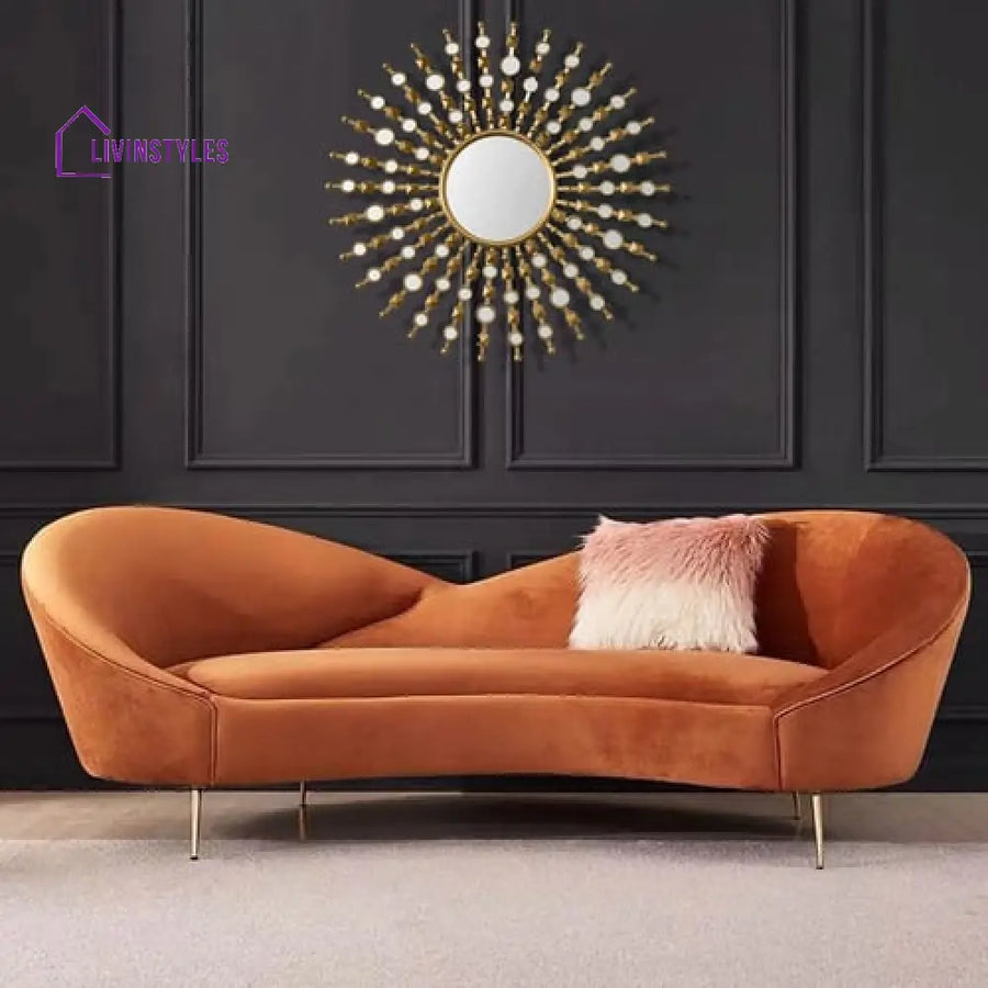 Virana Orange Upholstered Sofa 3 Seater For Living Room