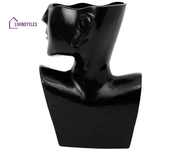 Visionary Face Glossy Black Planter