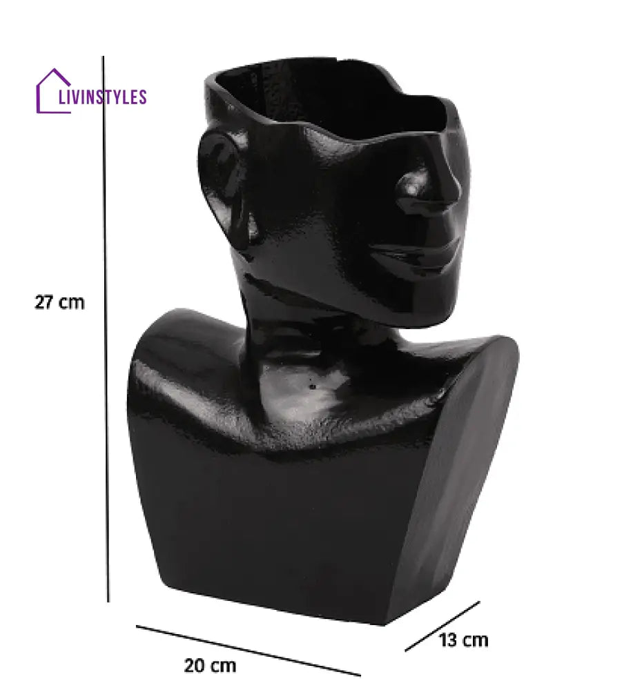 Visionary Face Glossy Black Planter