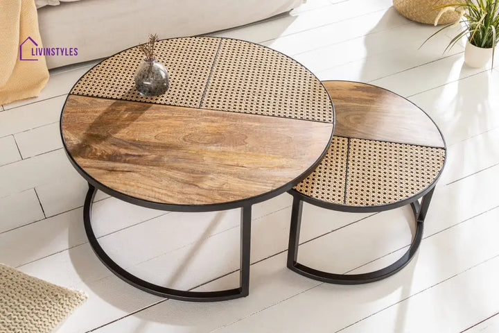 Vitaly Solid Wood And Metal Nesting Table Coffee