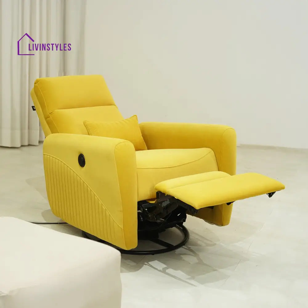 Vivaan Suede Rocking Revolving Motorized Recliner (Yellow)