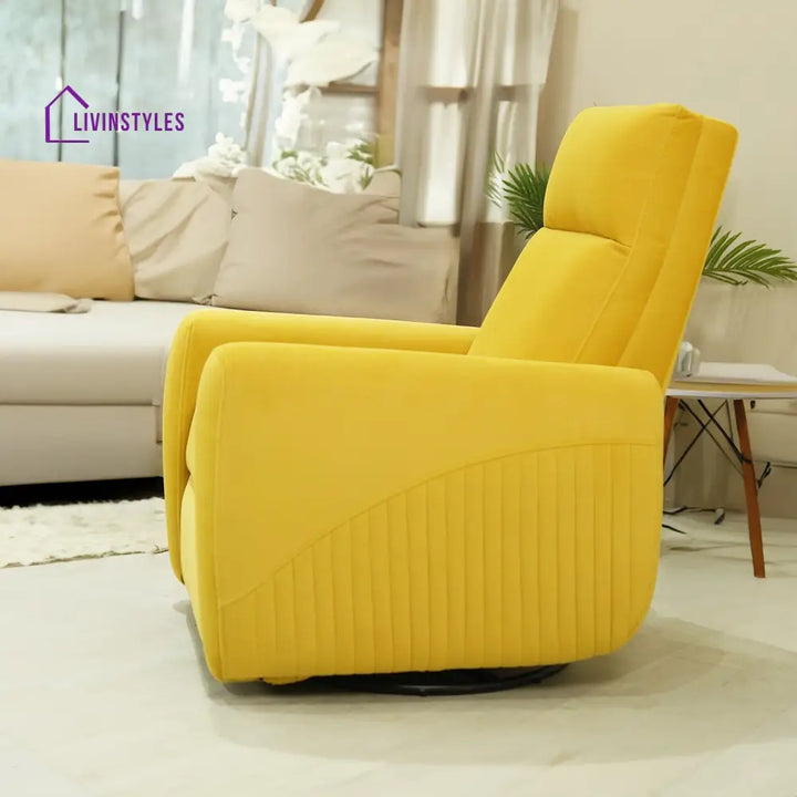 Vivaan Suede Rocking Revolving Motorized Recliner (Yellow)