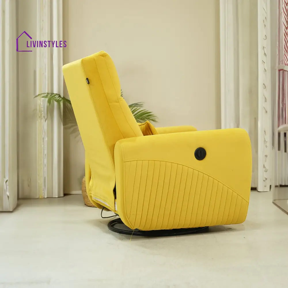 Vivaan Suede Rocking Revolving Motorized Recliner (Yellow)