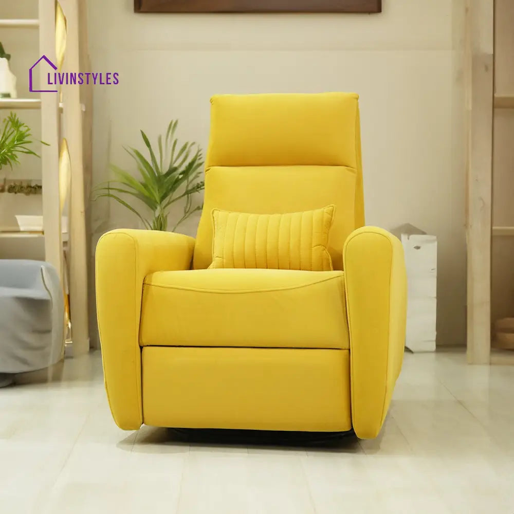 Vivaan Suede Rocking Revolving Motorized Recliner (Yellow)