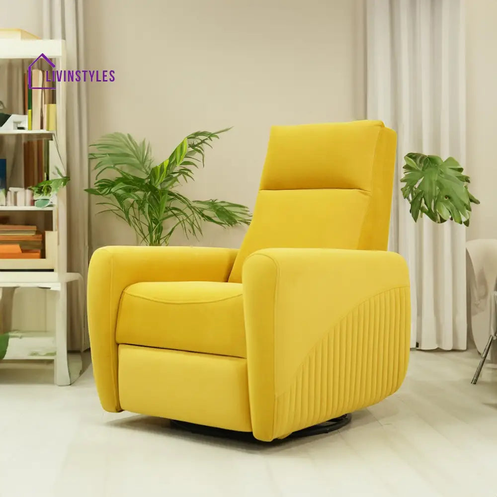 Vivaan Suede Rocking Revolving Motorized Recliner (Yellow)