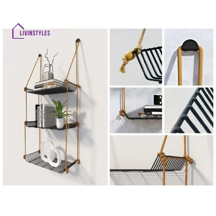 Wall Décor Shelf 3 Tier Grey