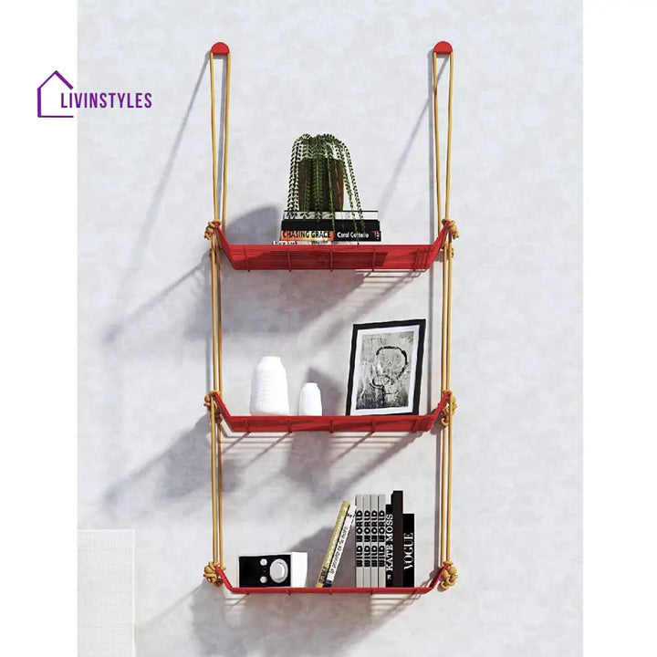 Wall Décor Shelf 3 Tier Red