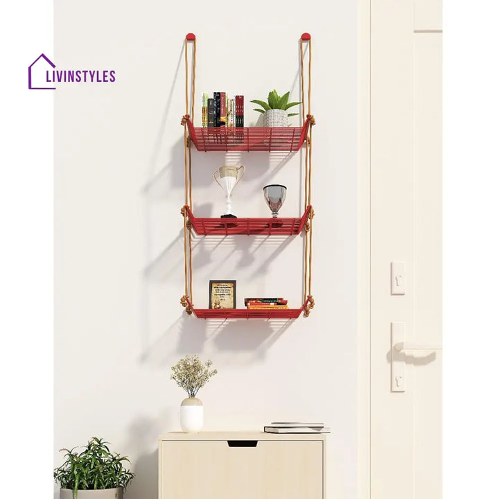 Wall Décor Shelf 3 Tier Red