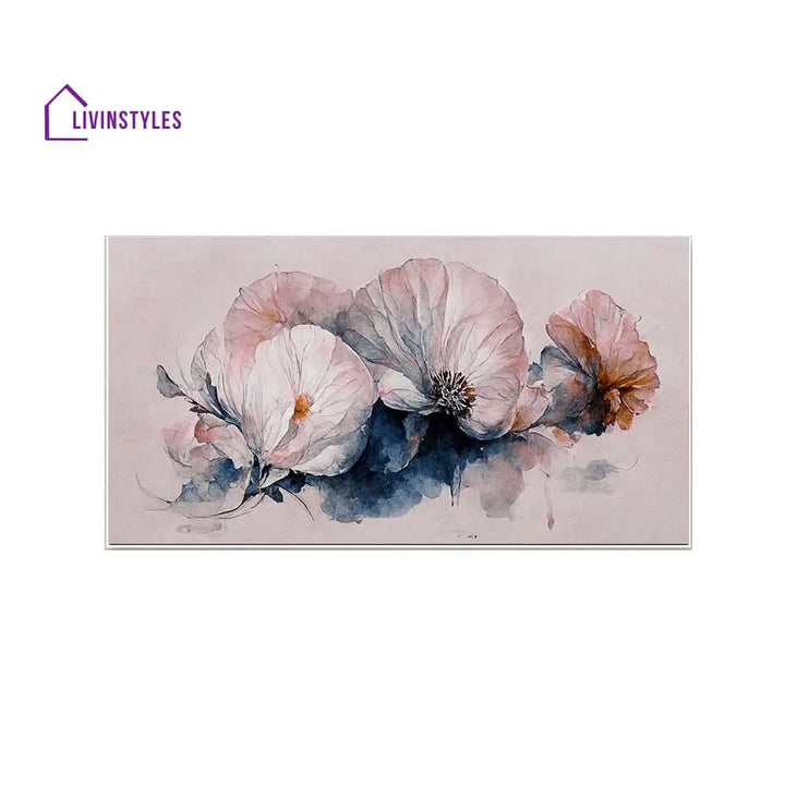 Watercolor Flowers On White Canvas Wall Painting