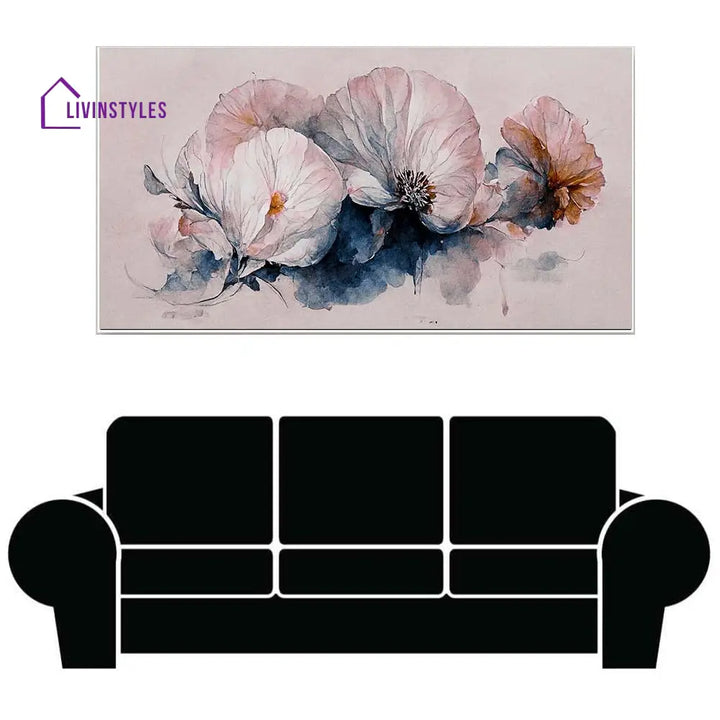 Watercolor Flowers On White Canvas Wall Painting