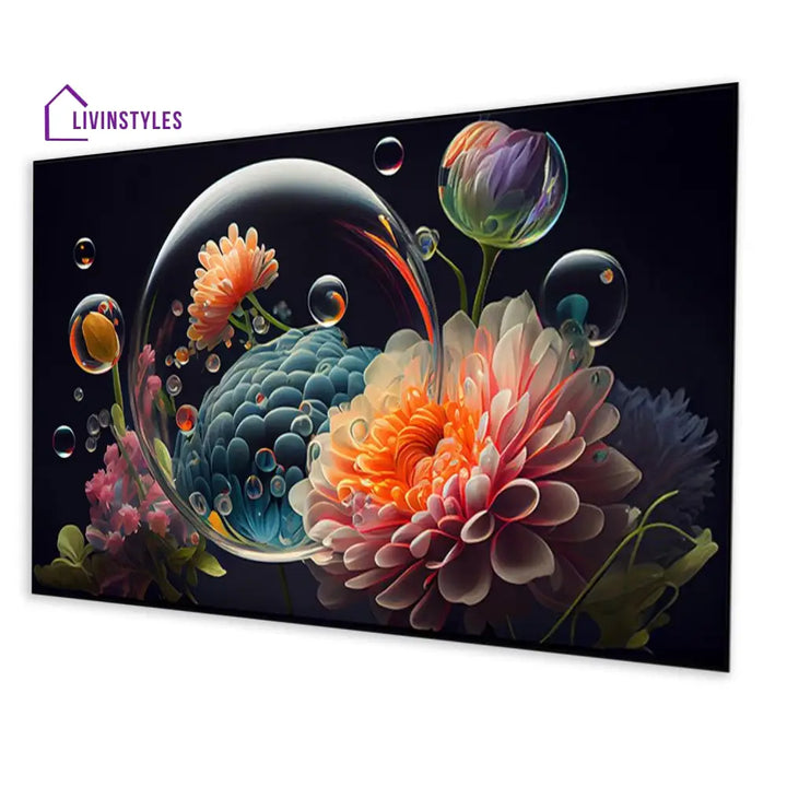 Whimsical Floral And Bubble Delight Wall Painting