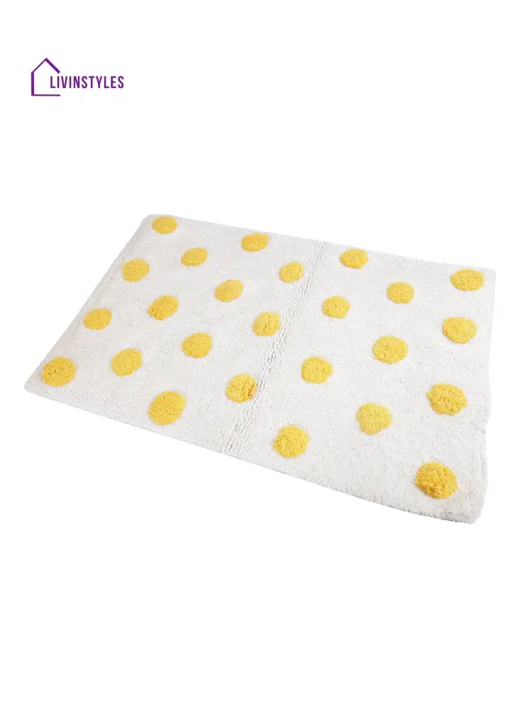 White And Yellow Polka Dot Bath Rug Mats