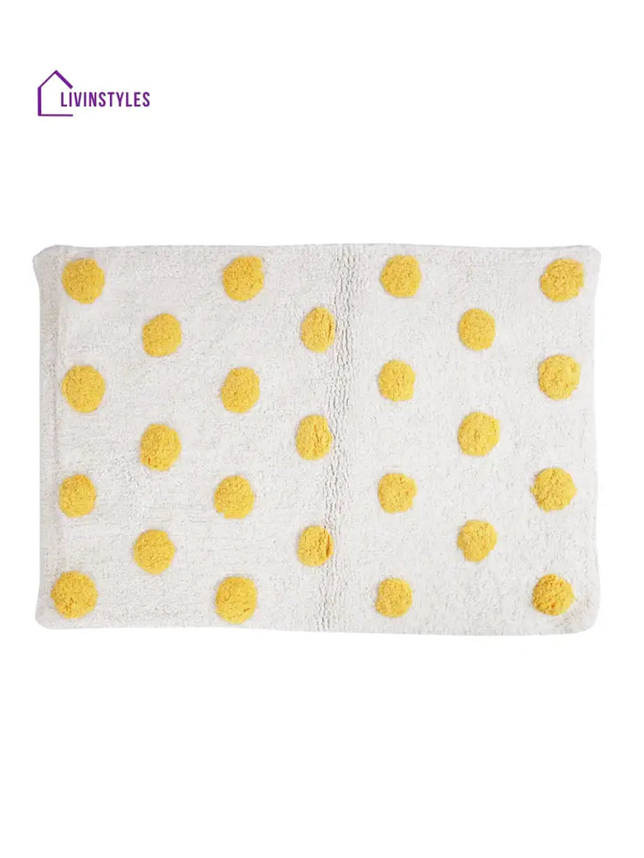 White And Yellow Polka Dot Bath Rug Mats