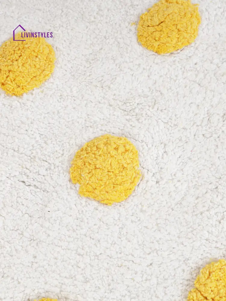 White And Yellow Polka Dot Bath Rug Mats