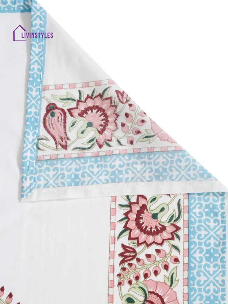 White Cotton Paisley Print King Bed Sheet With 2 Pillow Covers