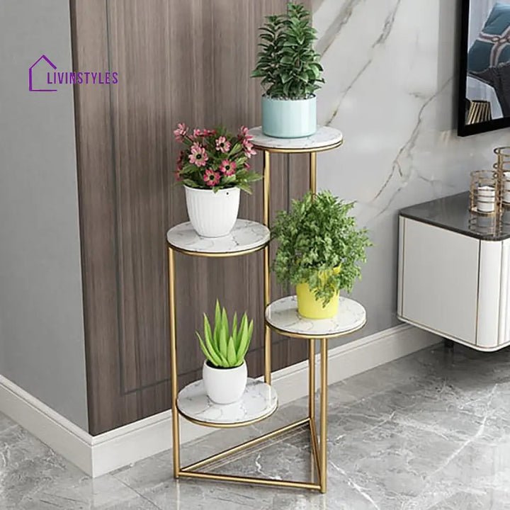 White Metal Round Plant Stand Stands