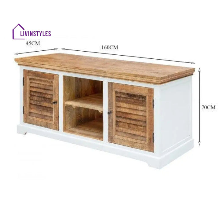 Whitewave Solid Wood Tv Cabinet Two Door Storage Unit | Entertainment 160X70X45 Cm (Tv Unit)