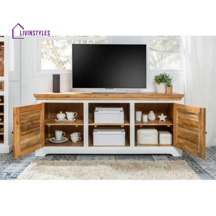 Whitewave Solid Wood Tv Cabinet Two Door Storage Unit | Entertainment 160X70X45 Cm (Tv Unit)