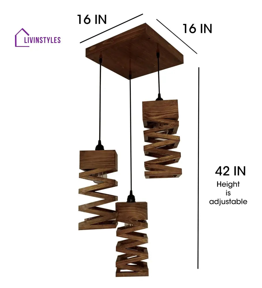 Wiggle Brown Wooden Cluster Hanging Lamp Lamps