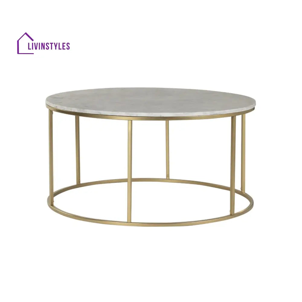 Windsor Marble Coffee Table In Gold Finish