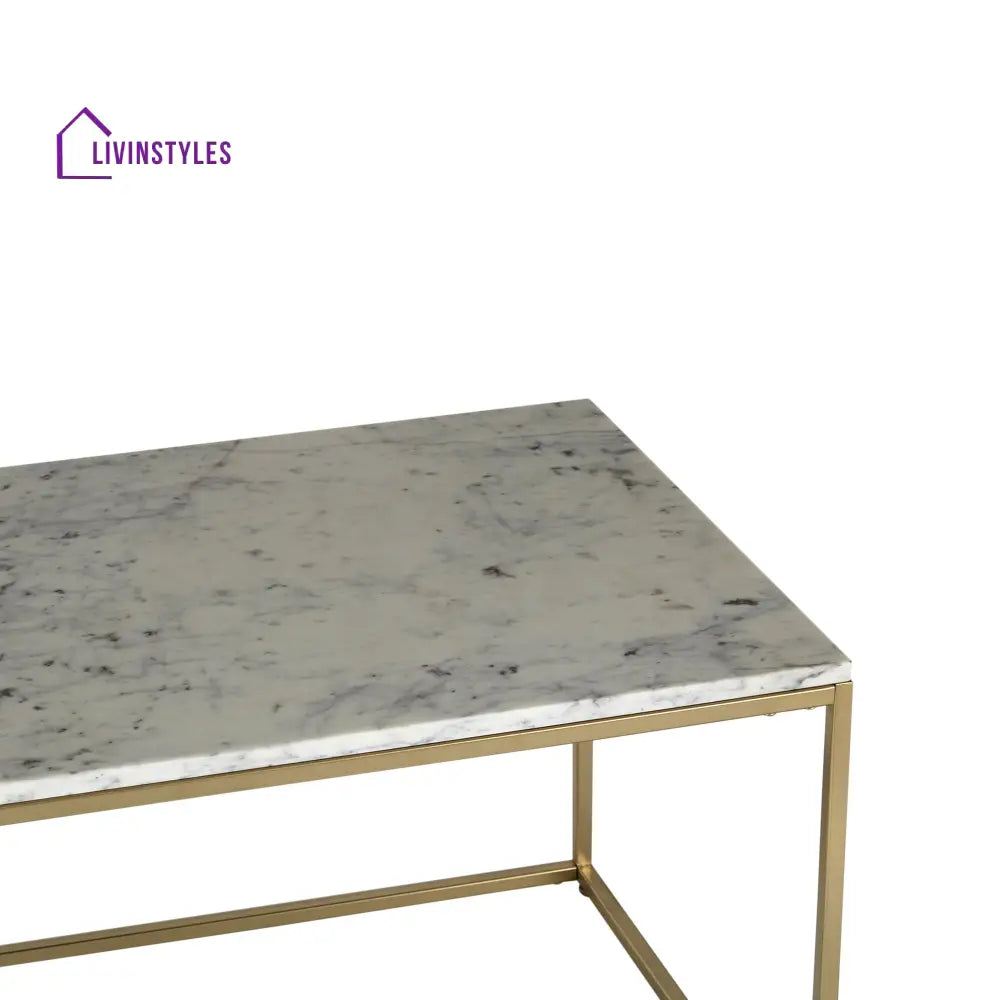 Windsor Marble Coffee Table In Gold Finish