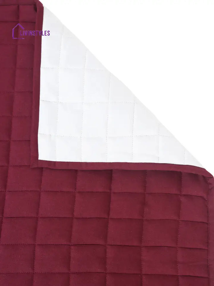 Wine Color Quilted Cotton 3 Seater Sofa Cover Slip Cover Sofa