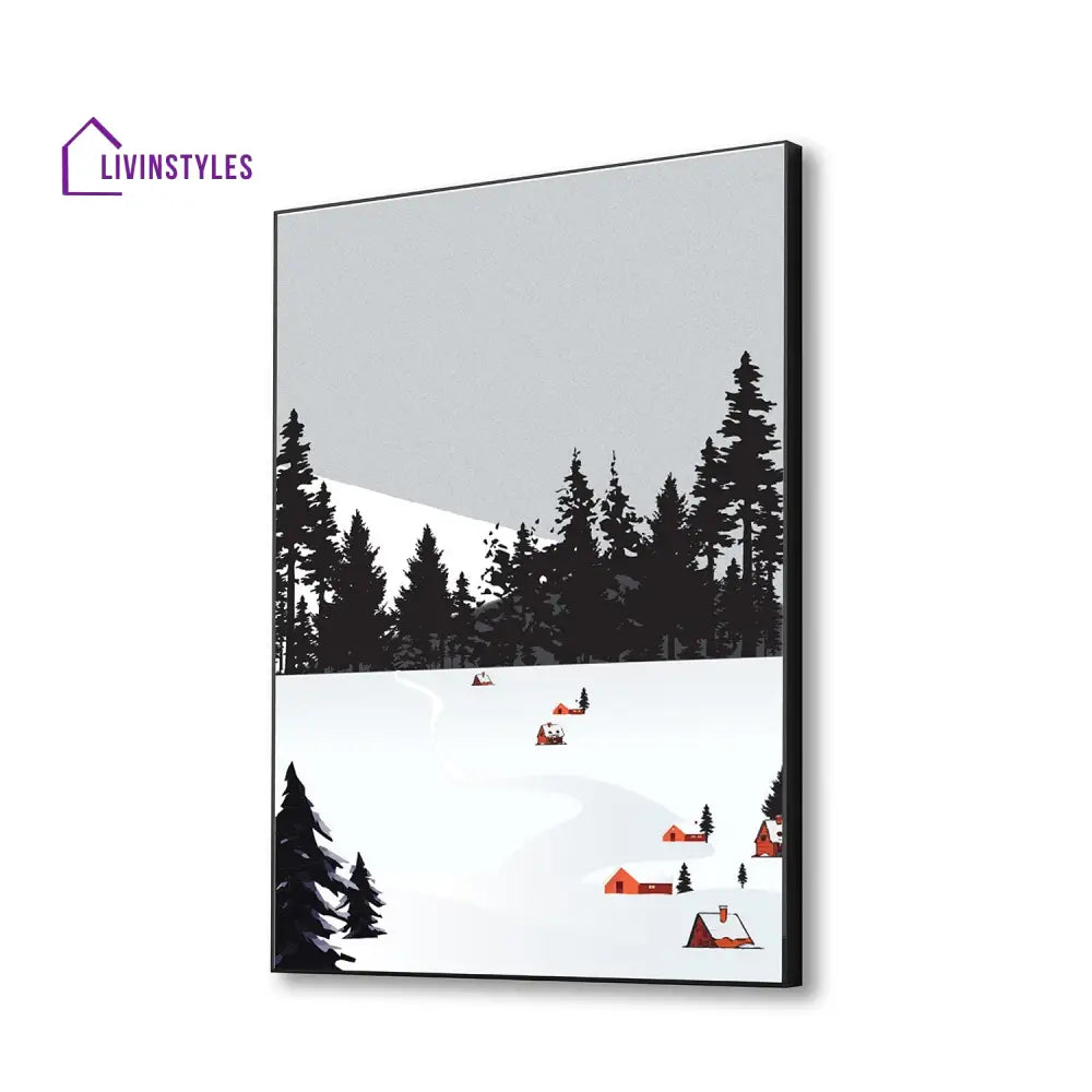 Winter Wonderland Canvas Wall Art Print Painting 16 X 20 Inch / Black Floating Frame